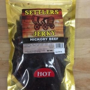 A hot hickory beef jerky in a pack