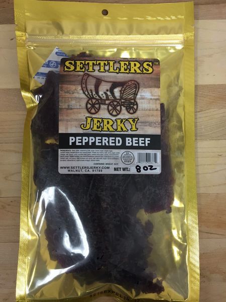 A peppered beef jerky