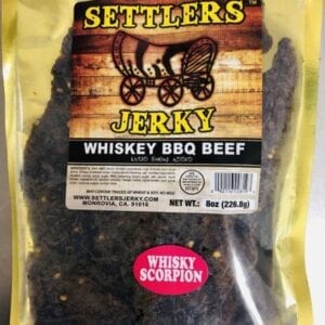 A whiskey scorpion bbq beef flavored jerky